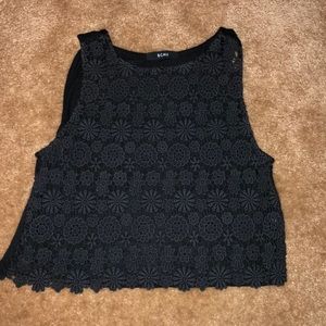 black crotchet crop top